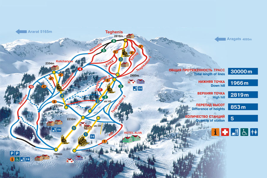 Карта горнолыжного курорта Цахкадзор